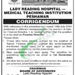 LRH Peshawar Jobs