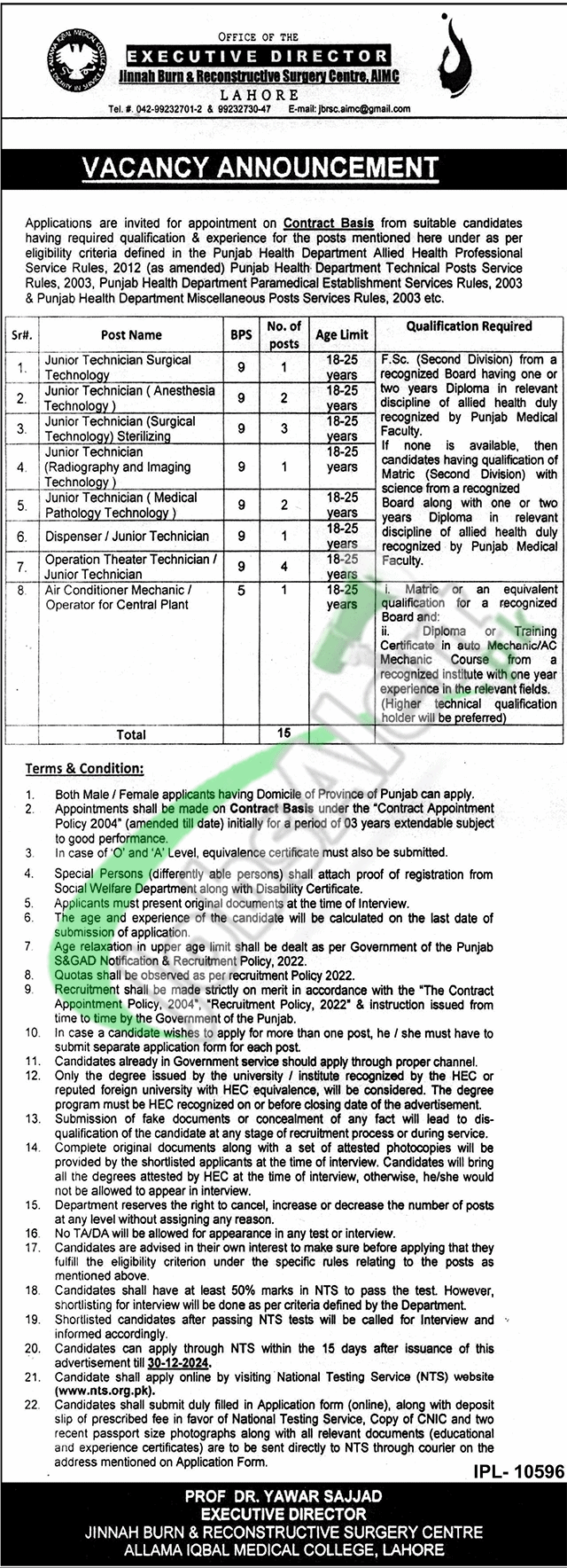 Jinnah Hospital Lahore Jobs