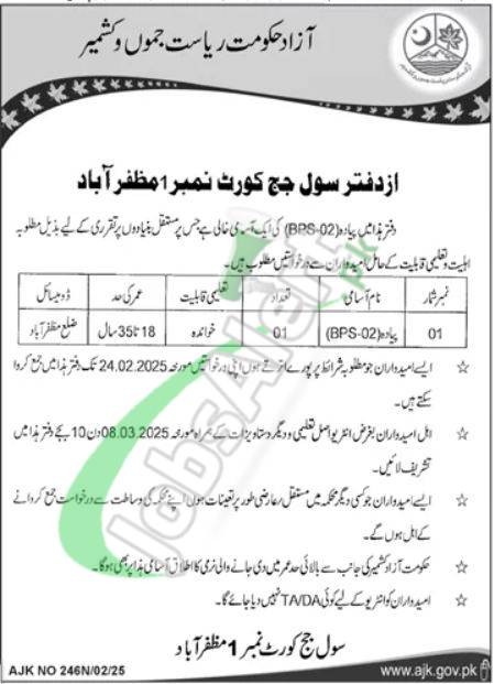 Civil Court Muzaffarabad Jobs