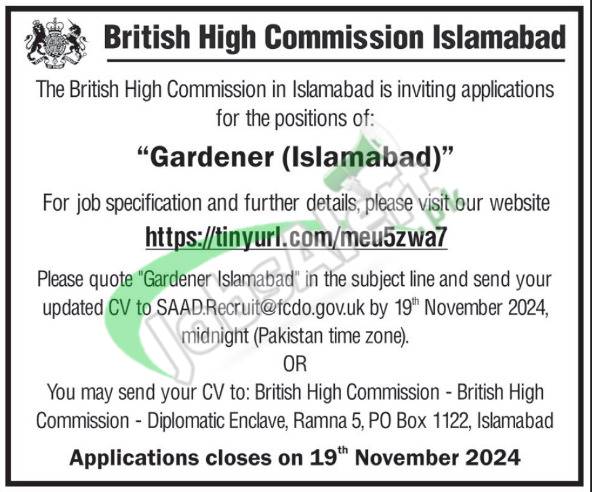 British High Commission Islamabad Jobs