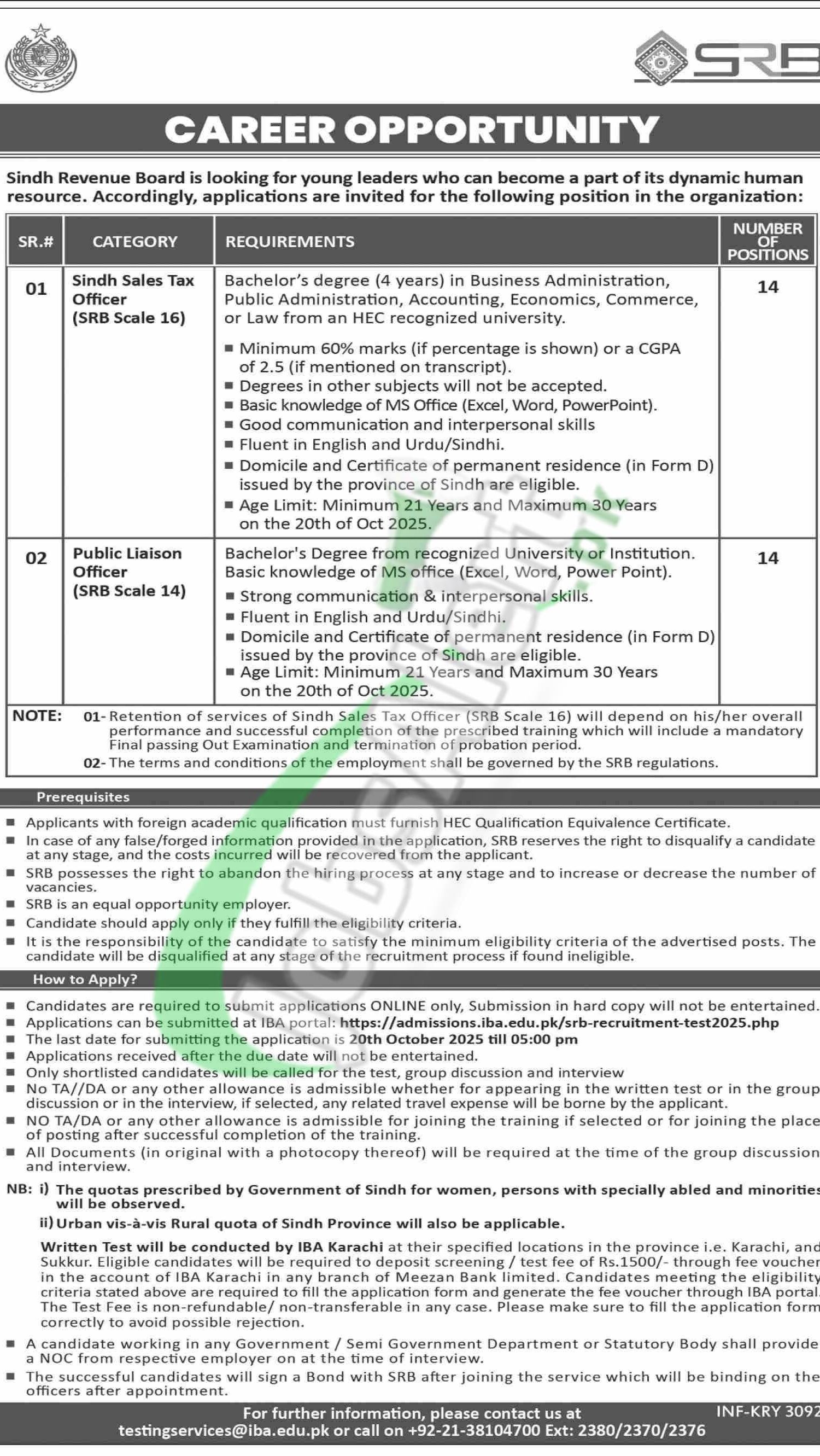 Sindh Revenue Board Jobs