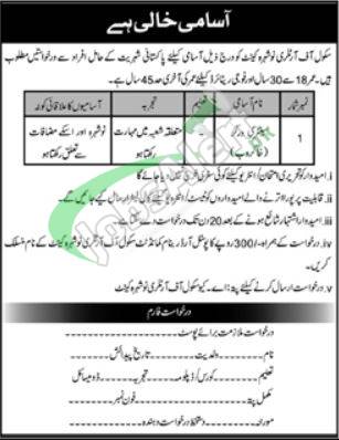 School of Artillery Nowshera Jobs