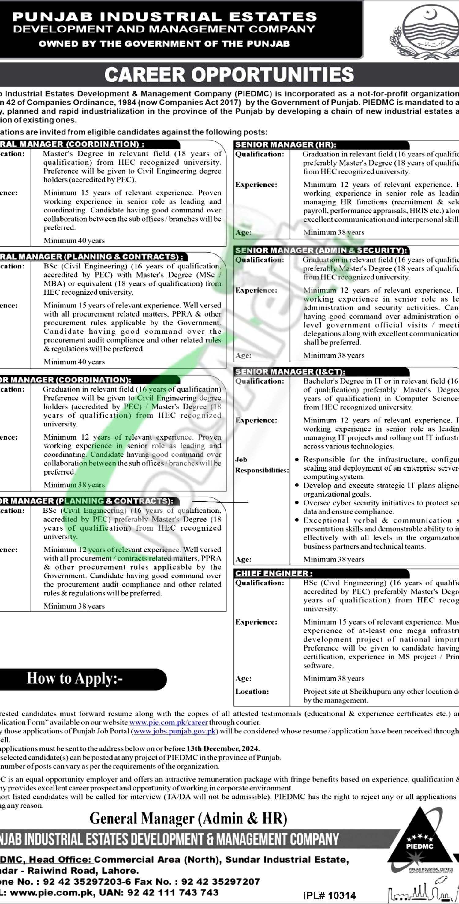 Punjab Industrial Estate Development and Management Company Jobs