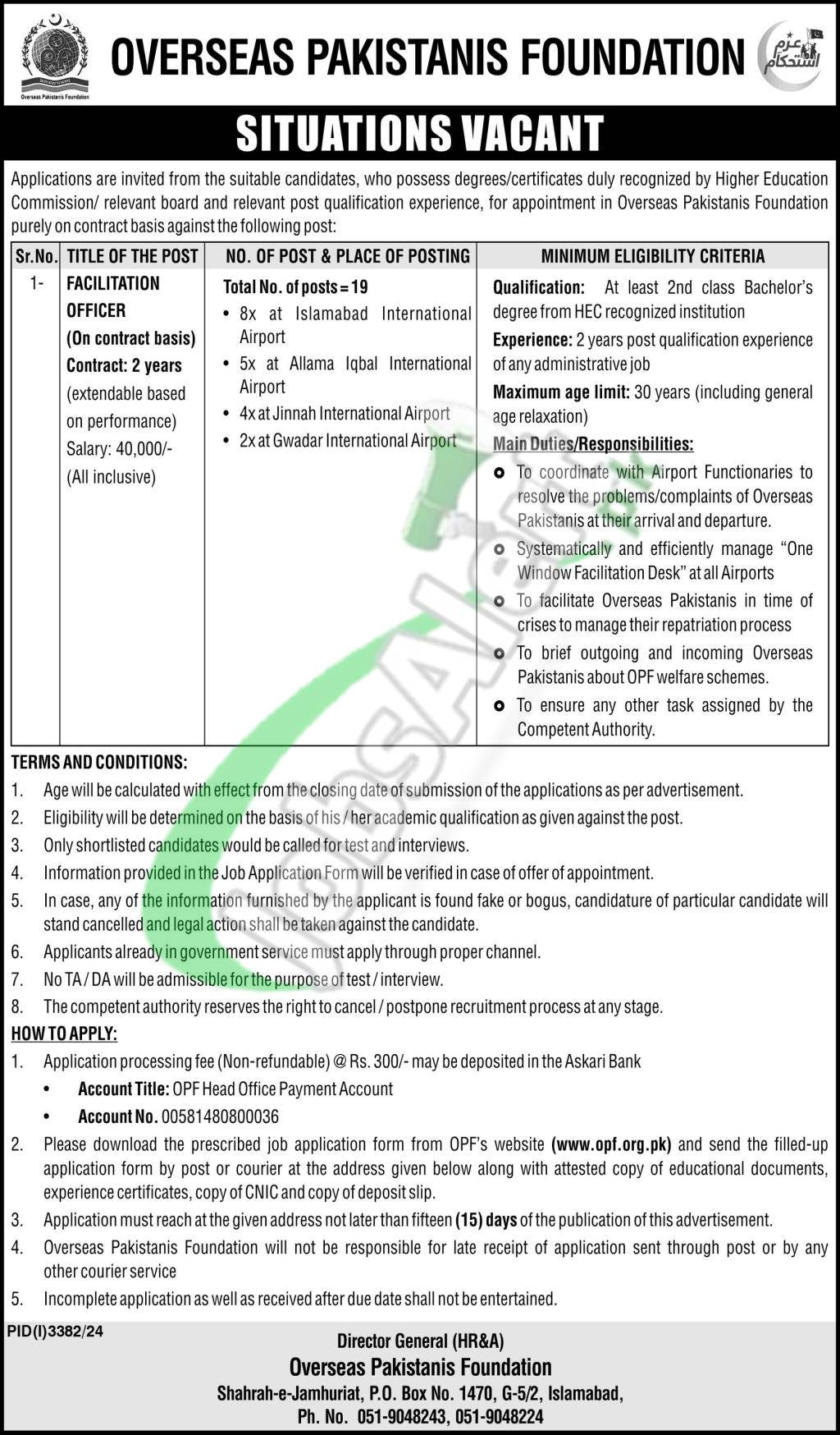 OPF Jobs Advertisement