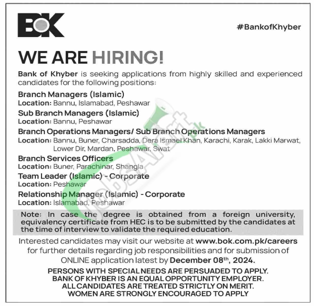 Bank of Khyber Jobs