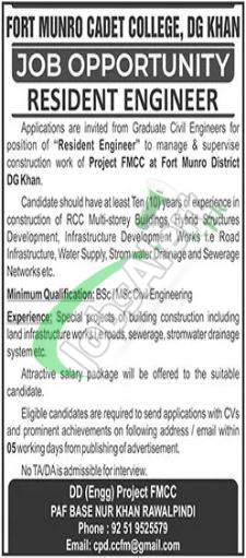 Fort Munro Cadet College DG Khan Jobs