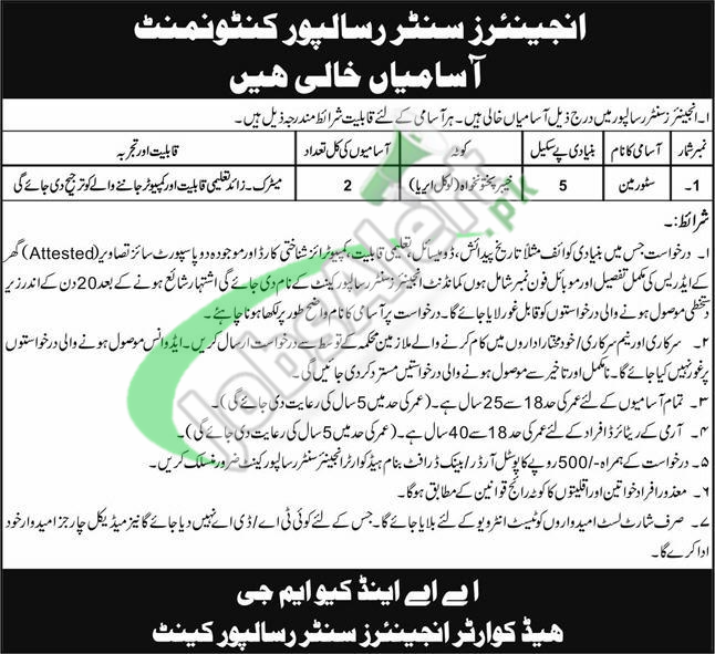 Jobs in Engineering Center Risalpur