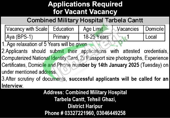 CMH Tarbela Jobs