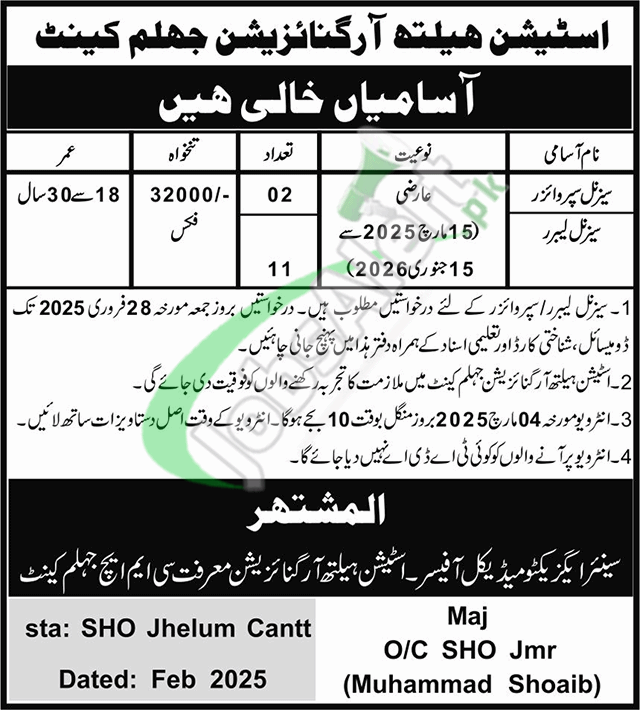 CMH Jhelum Jobs