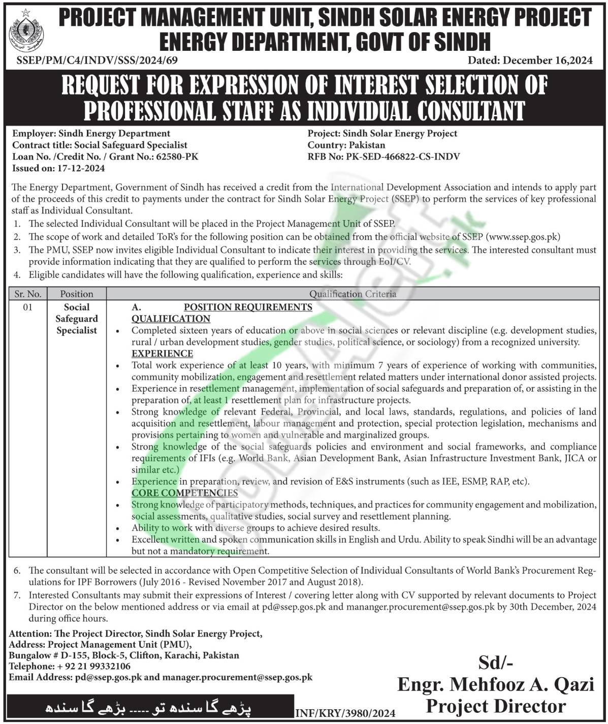 Energy Department Sindh Jobs