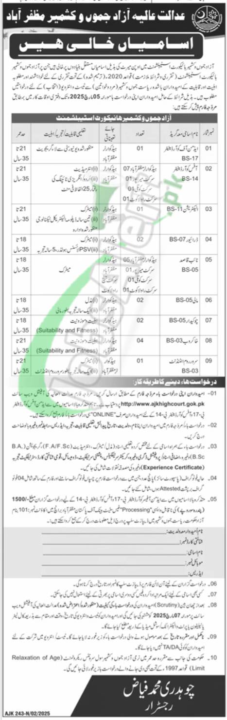 AJK High Court Jobs