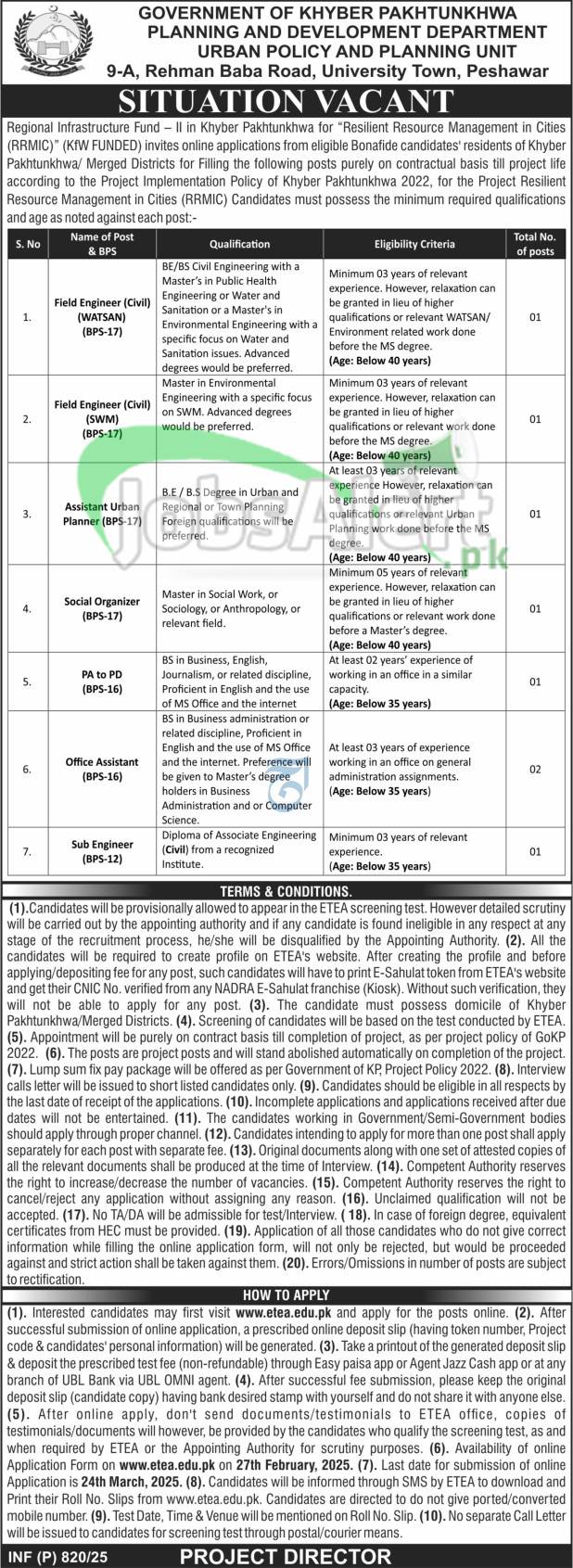 Planning & Development Department KPK Jobs