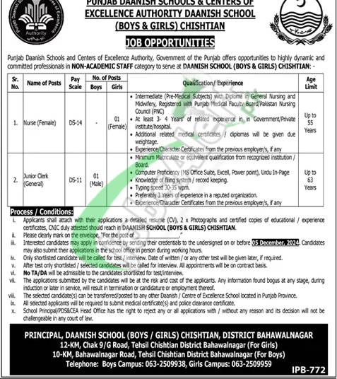 Danish School Chishtian Jobs