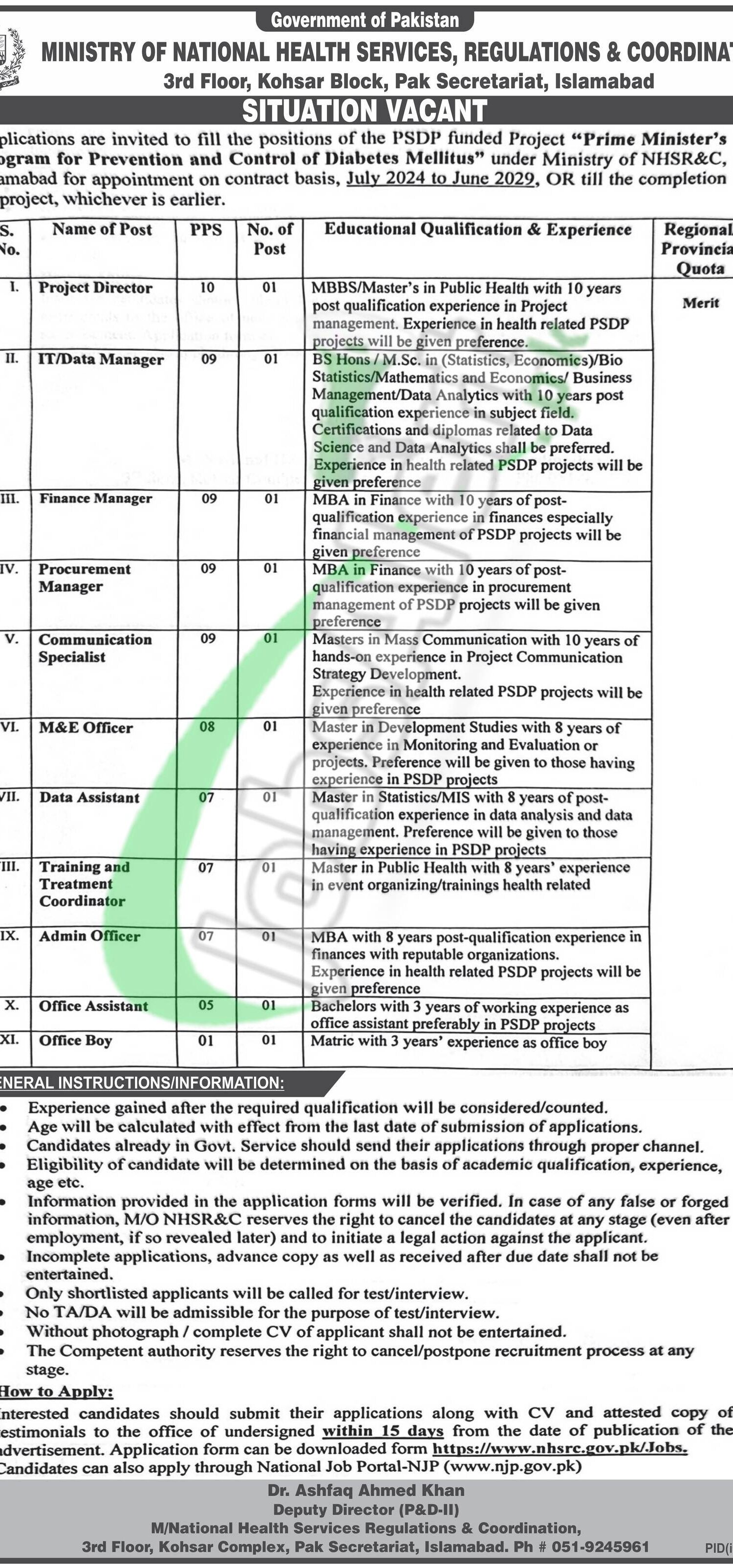 Ministry of National Health Services Jobs