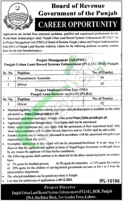 Board of Revenue Punjab Jobs