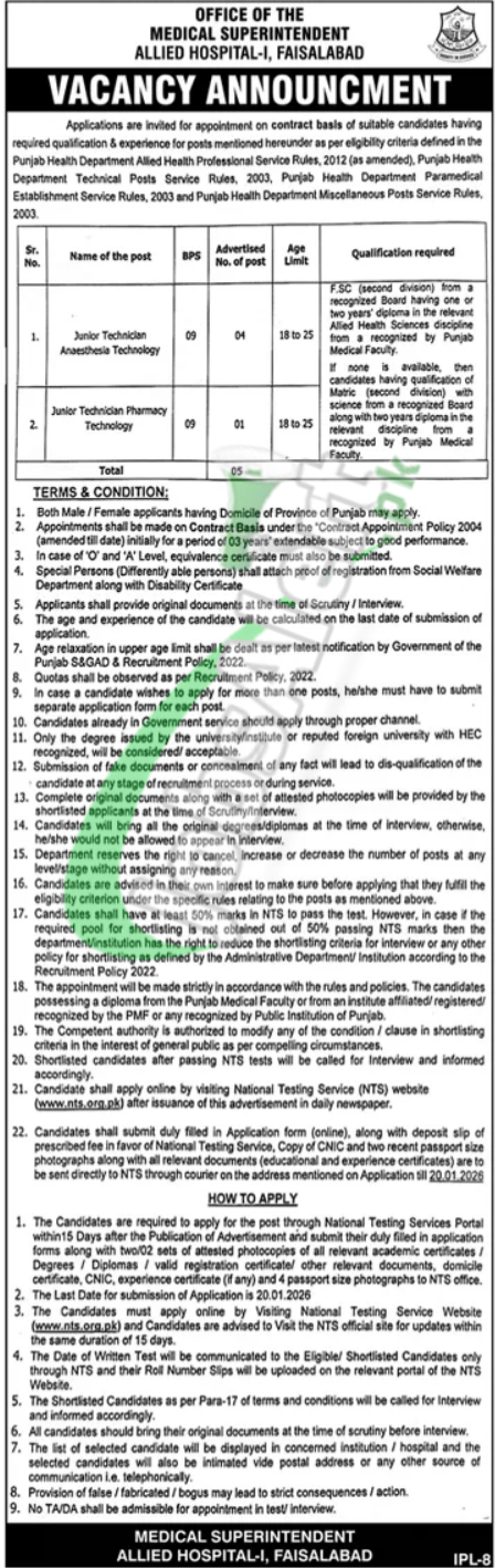 Allied Hospital Faisalabad Jobs 2026 Latest Career Opportunities Allied Hospital Faisalabad Jobs