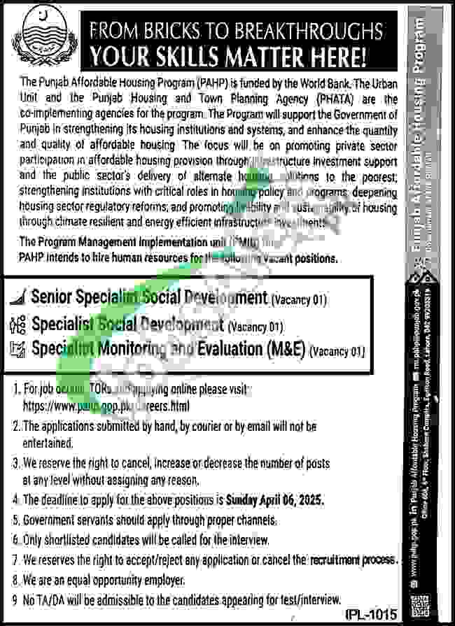 Punjab Housing and Town Planning Agency Careers