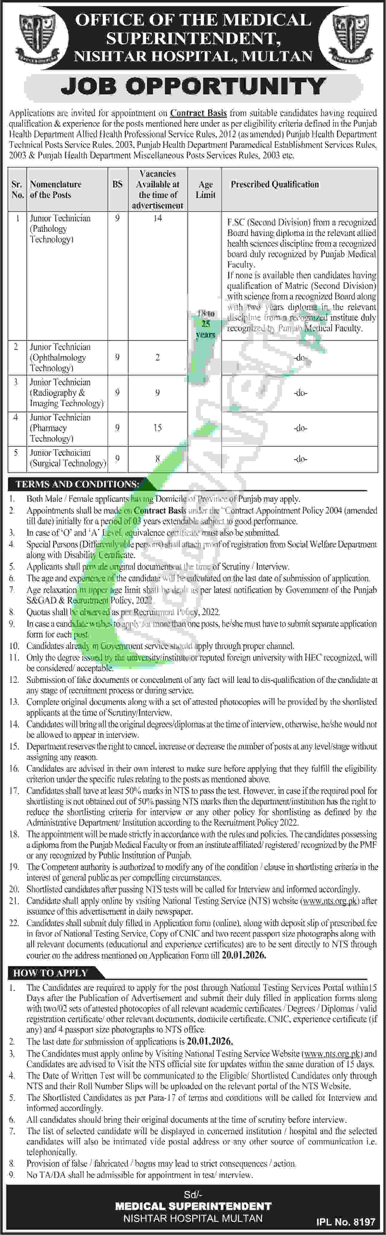 Nishtar Hospital Multan Jobs 2026 Latest Current Vacancies Nishtar Hospital Multan Jobs