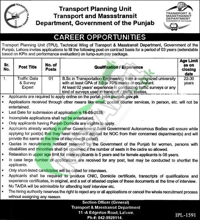 Transport Department Punjab Jobs
