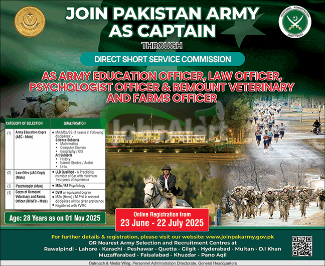 Join Pak Army as Captain