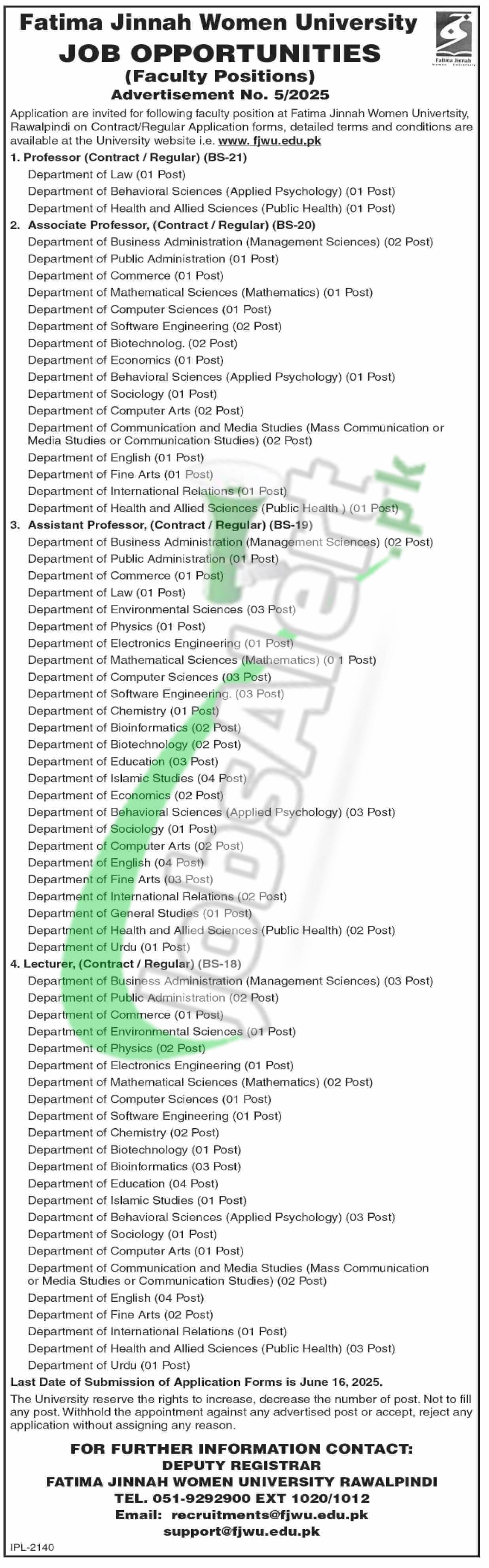 FJWU Jobs