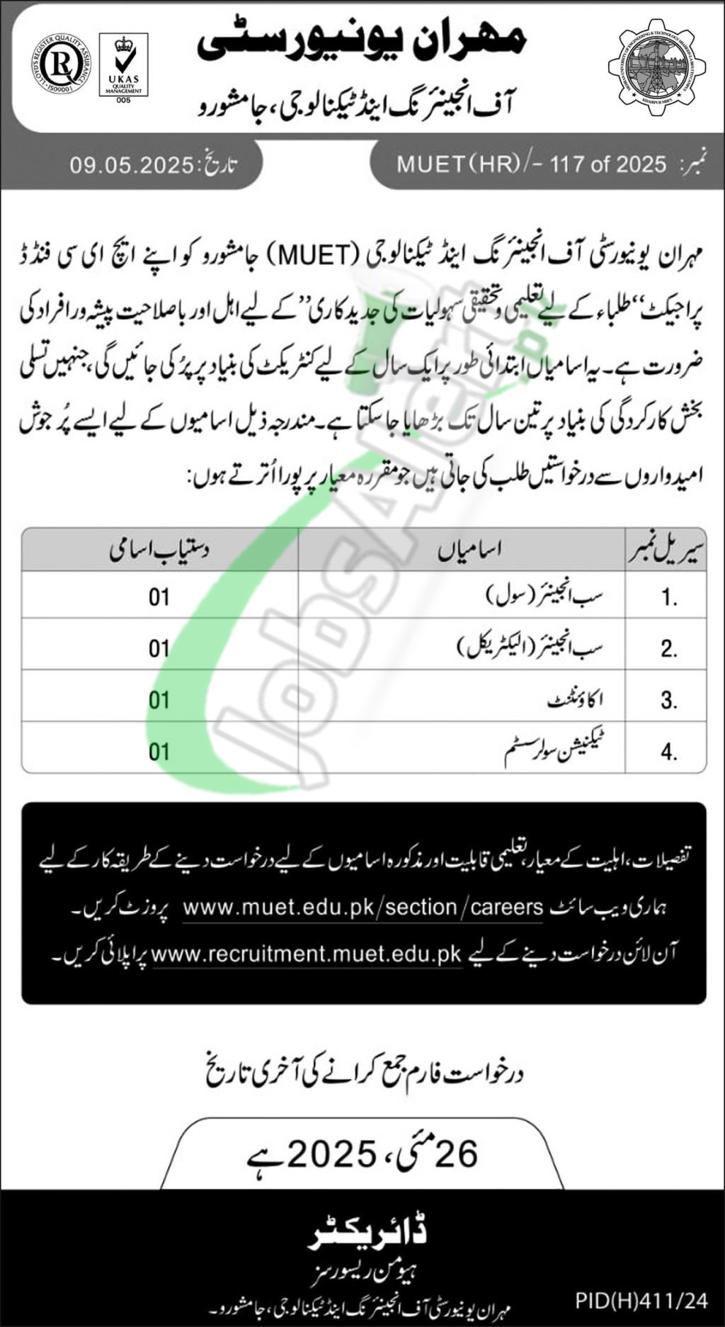 MUET Jamshoro Jobs