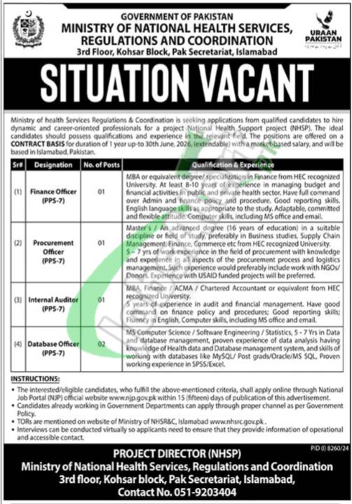 Ministry of National Health Services Jobs