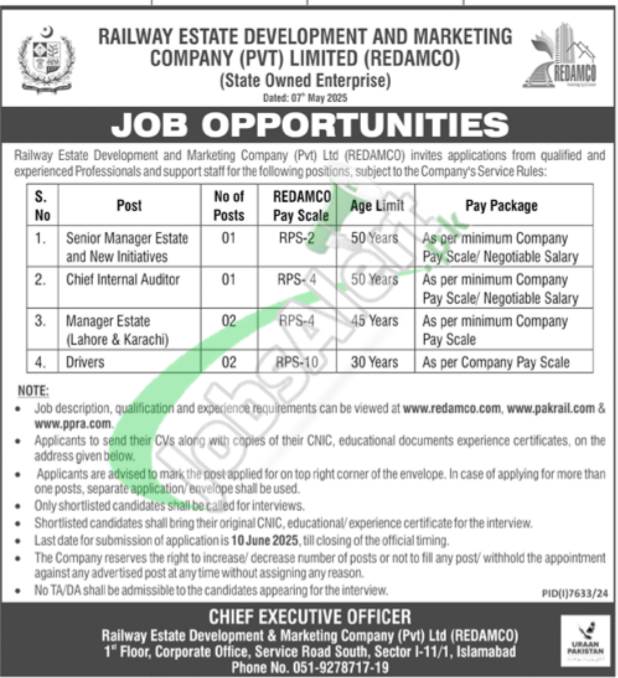 Railway Estate Development & Marketing Company Jobs