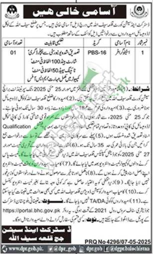 Session Court Killa Saifullah Jobs
