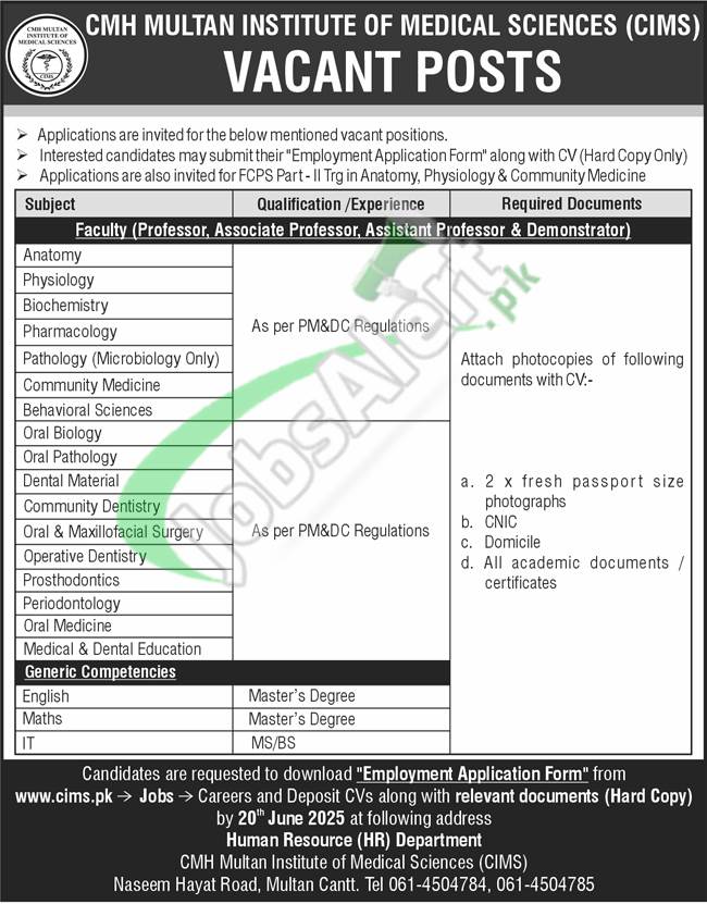 CMH Multan Institute of Medical Sciences Jobs