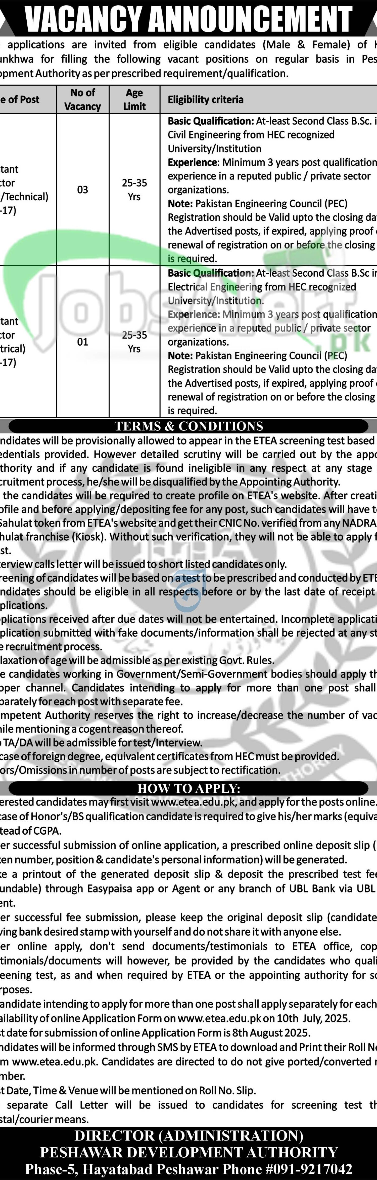 Peshawar Development Authority Careers