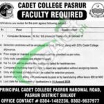 Cadet College Pasrur Jobs