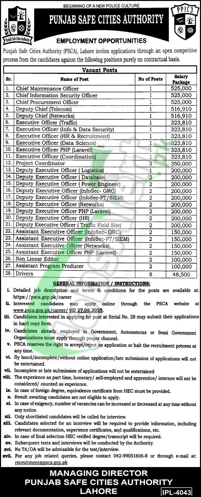 PSCA Jobs