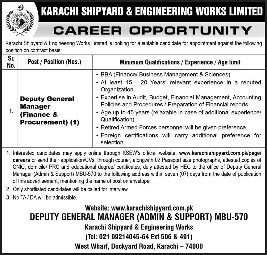 Karachi Shipyard and Engineering Works Jobs