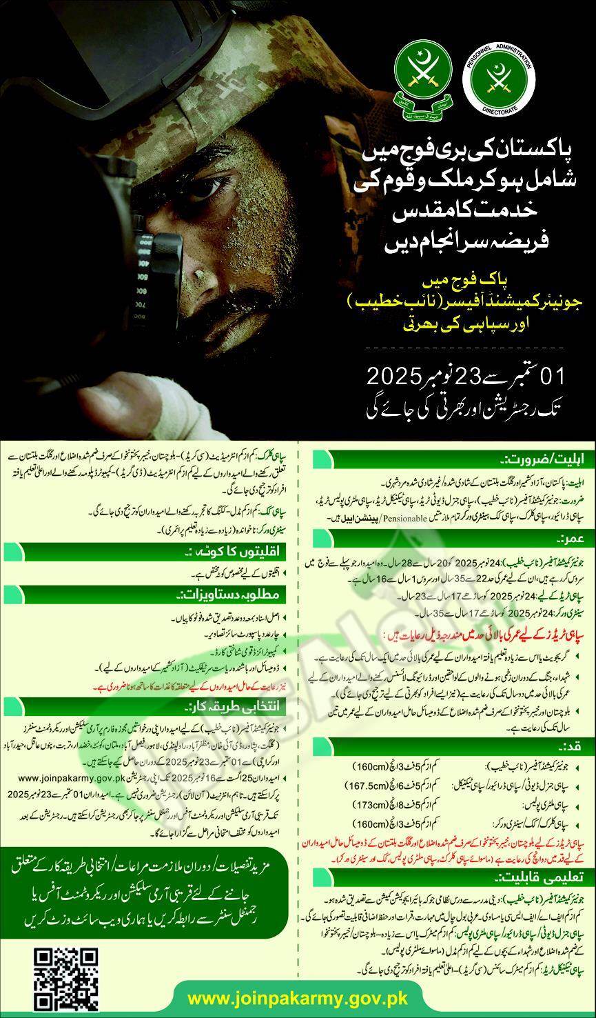 Join Pak Army as Soldier