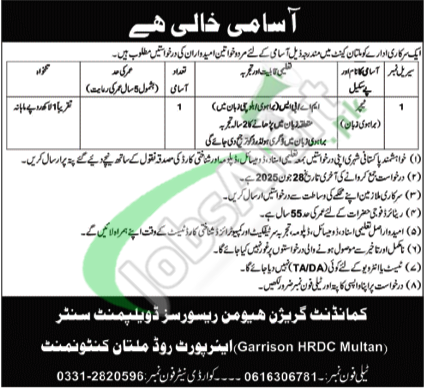 Garrison HRDC Sialkot Latest Vacancies