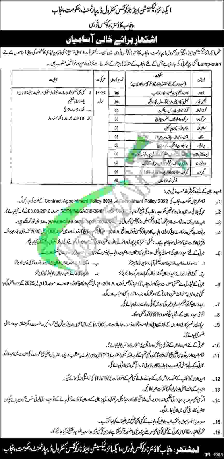 Excise and Taxation Punjab Jobs