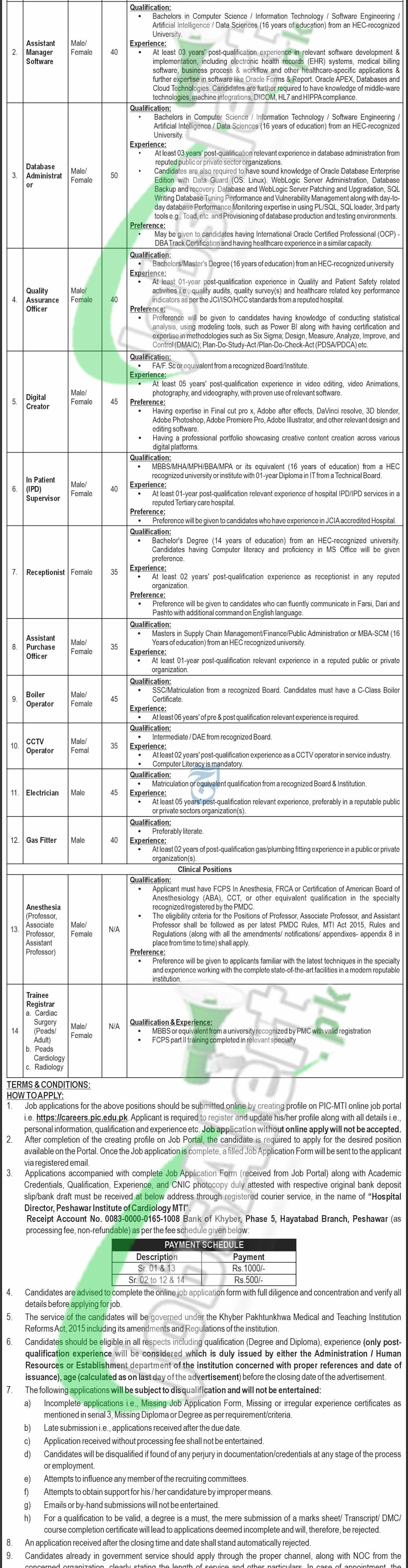 pic peshawar jobs