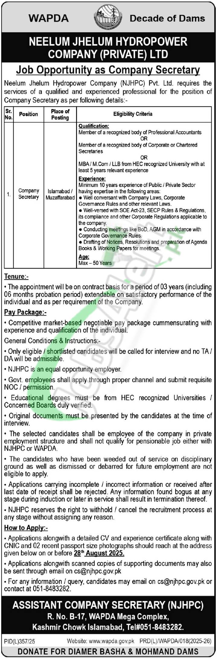 Neelum Jhelum Hydropower Project Jobs