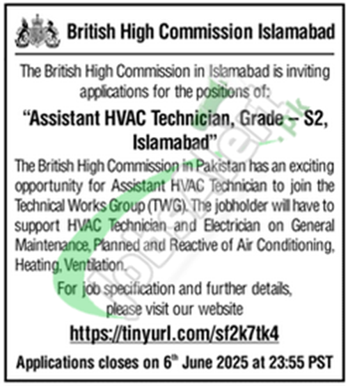 British High Commission Islamabad Jobs