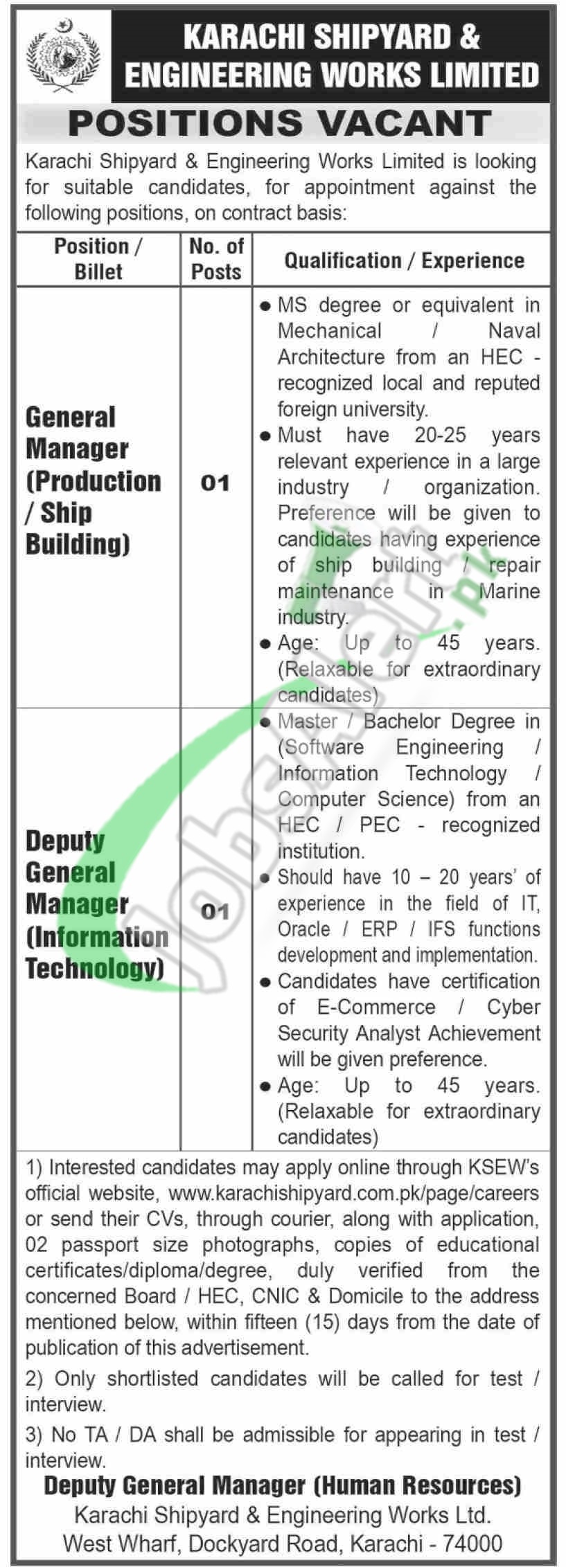 Karachi Shipyard and Engineering Works Careers
