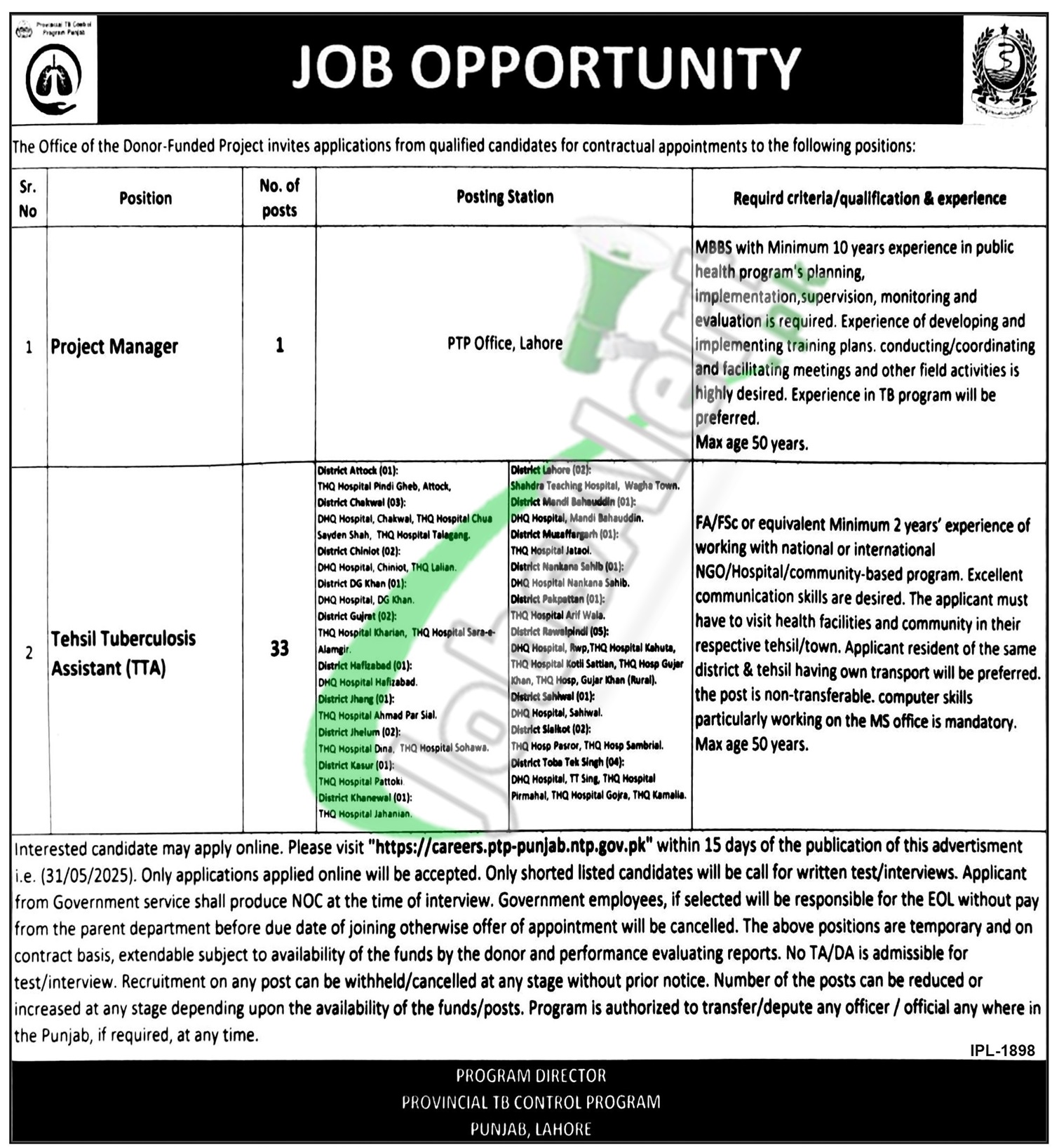 National TB Control Program Jobs