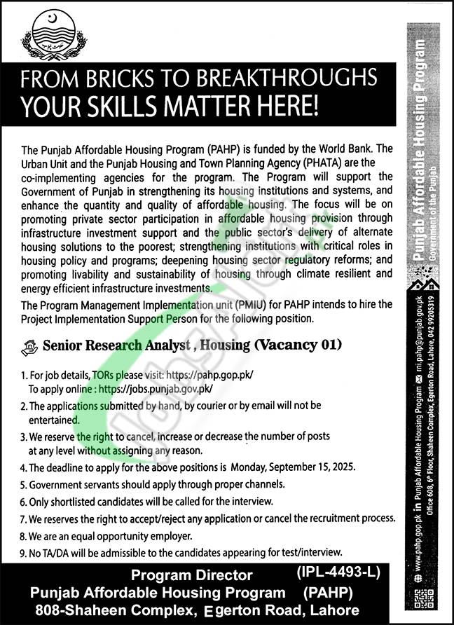 Punjab Housing and Town Planning Agency Careers