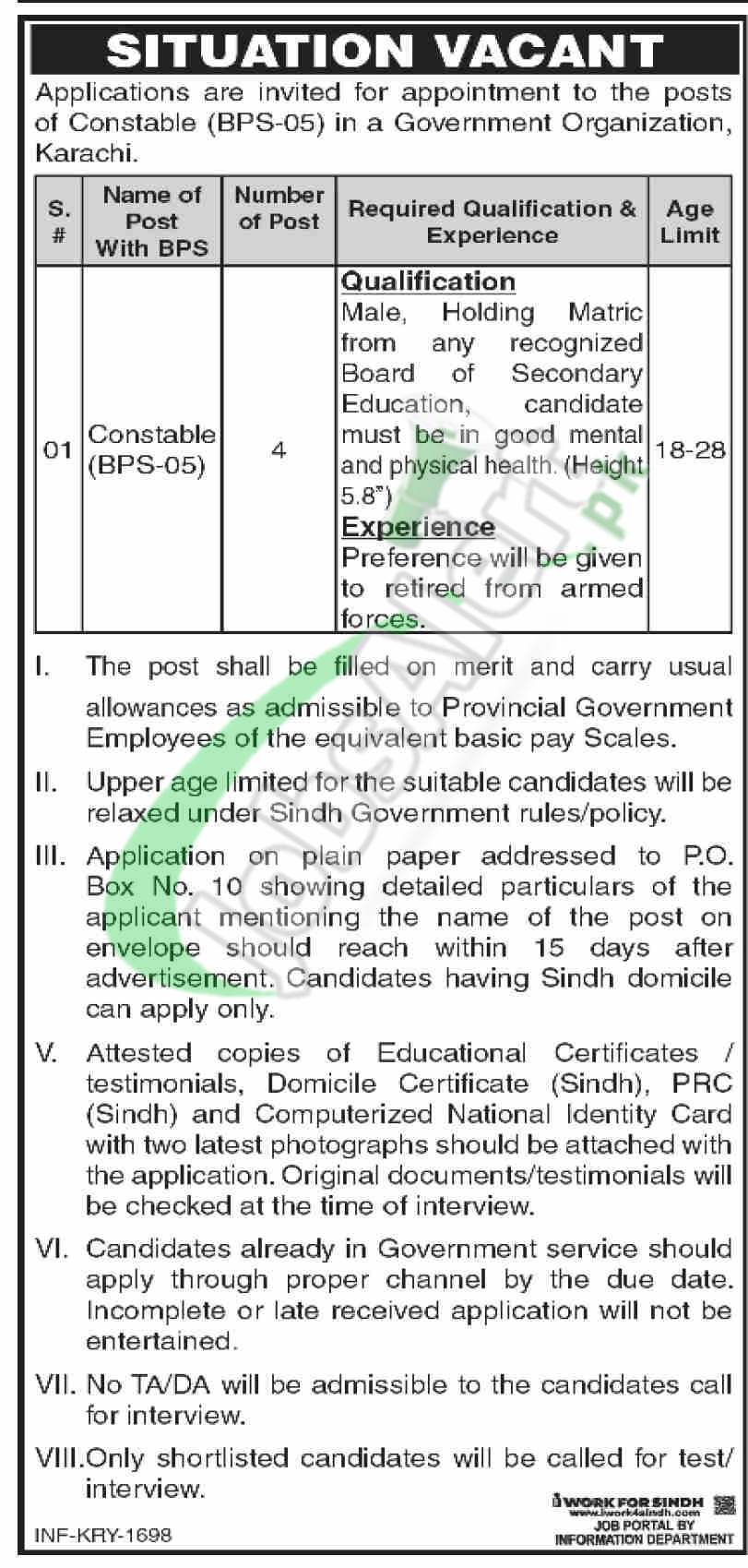 PO Box 10 Karachi Jobs