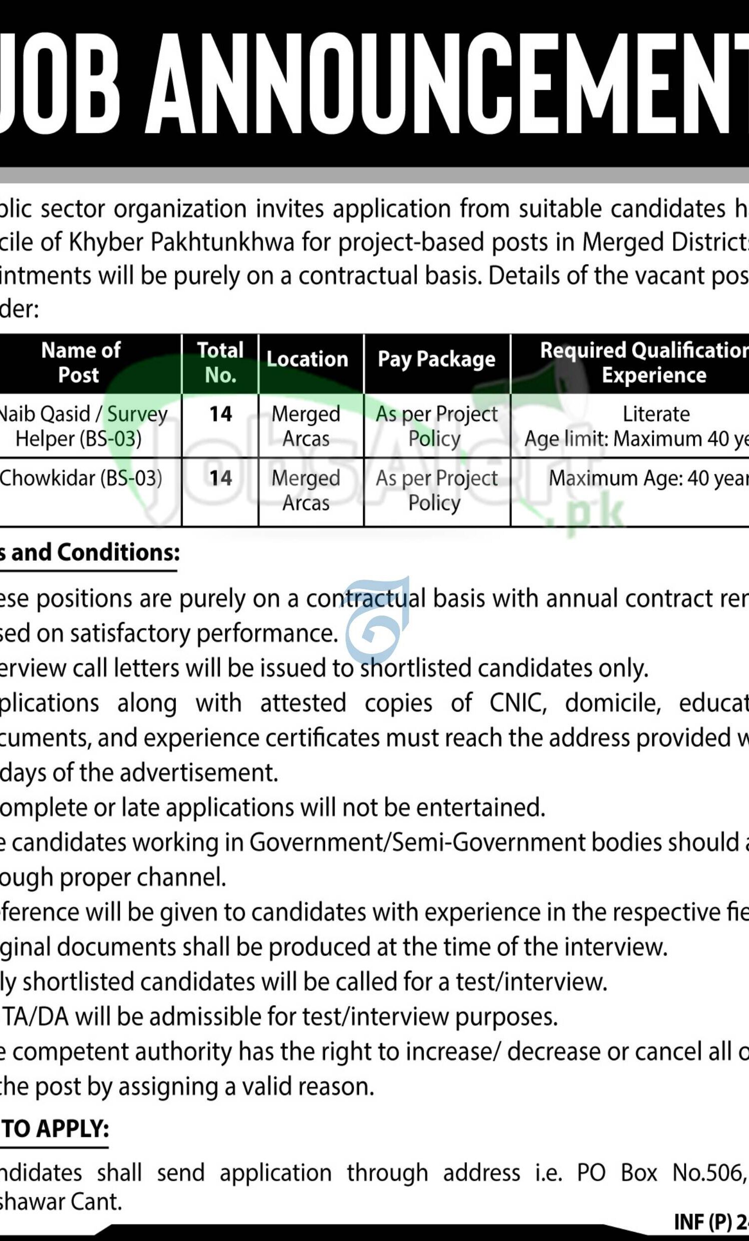 PO Box 506 Peshawar Jobs