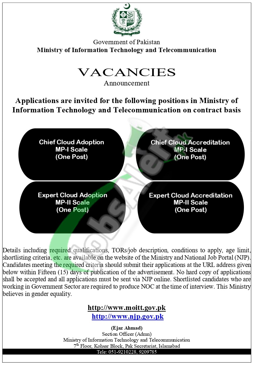 Ministry of Information Technology Jobs