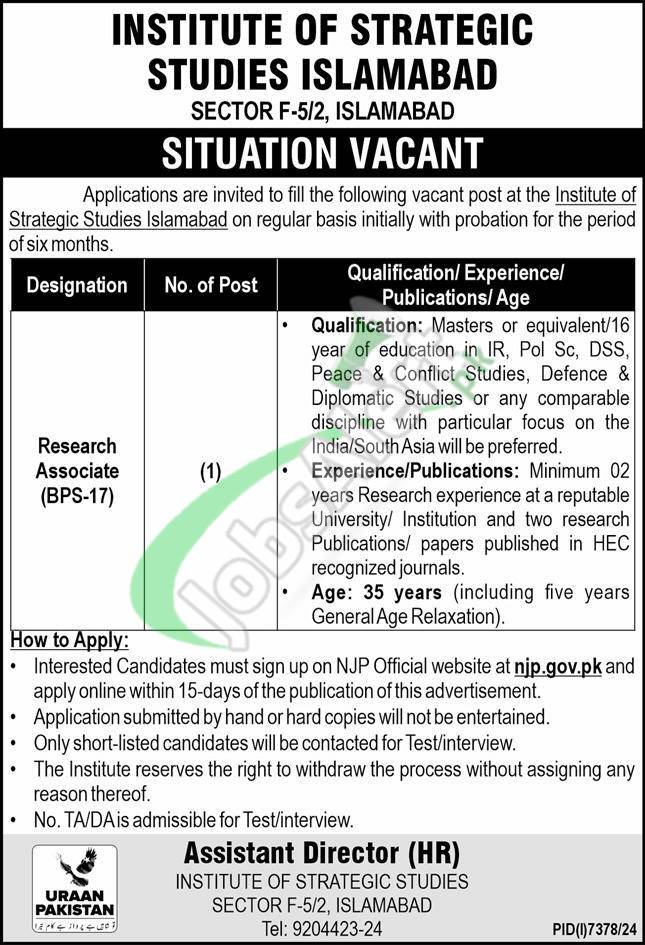 Institute of Strategic Studies Jobs