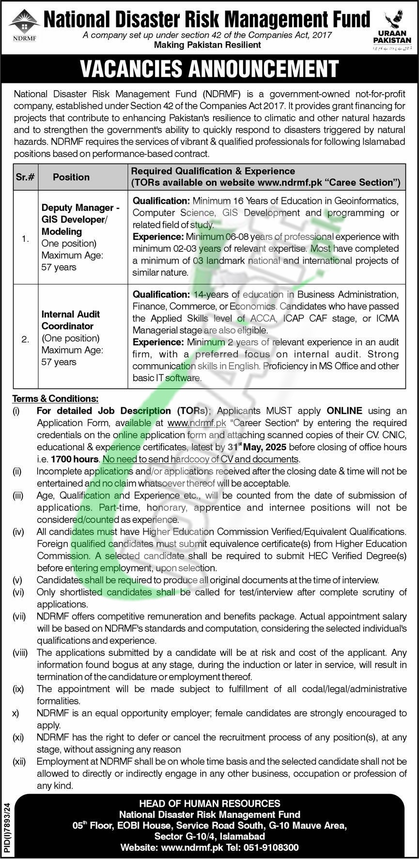 National Disaster Risk Management Fund Jobs