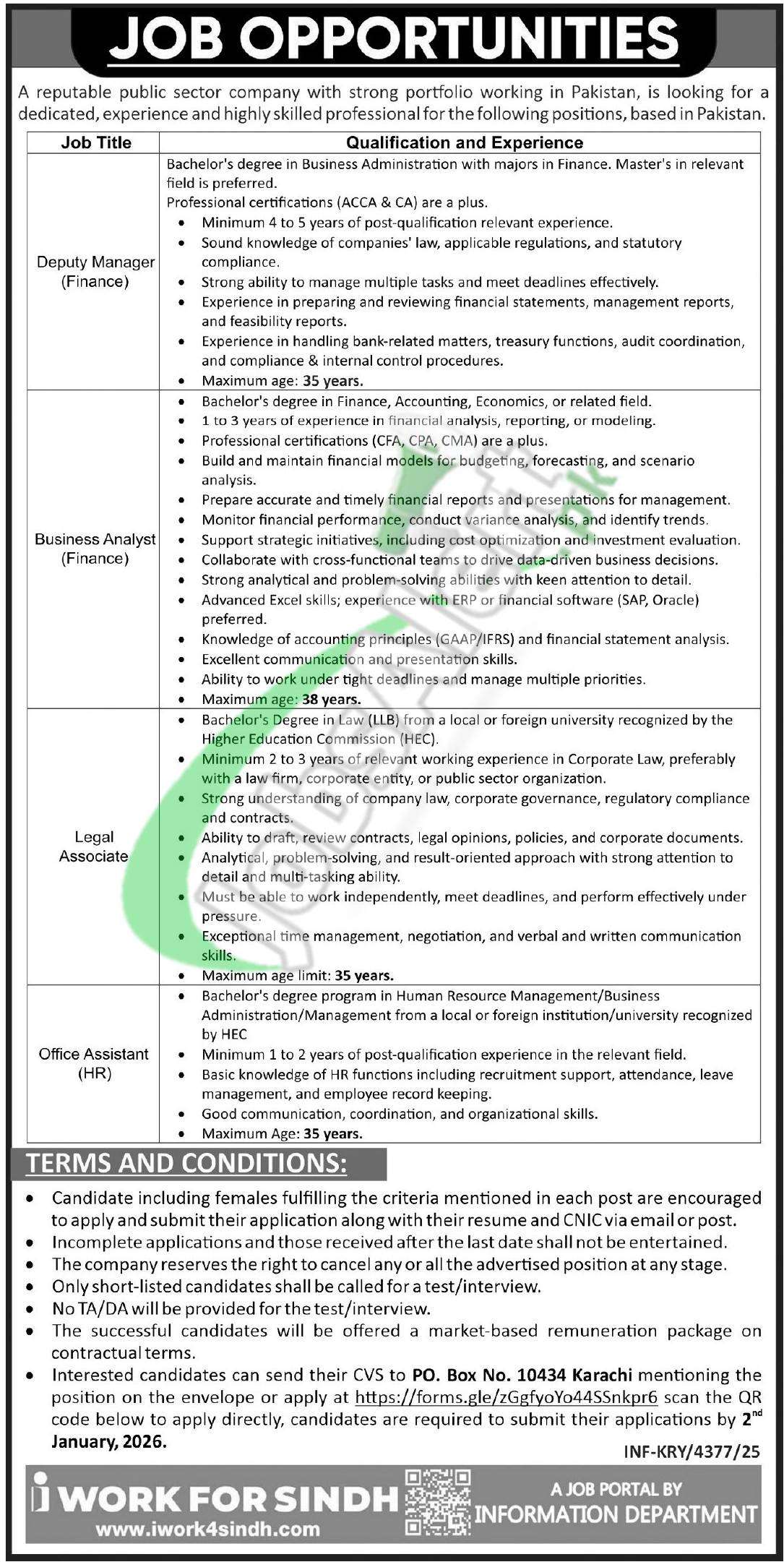 PO Box 10434 Karachi Jobs 2026 Public Sector Latest Vacancies PO Box 10434 Karachi Jobs