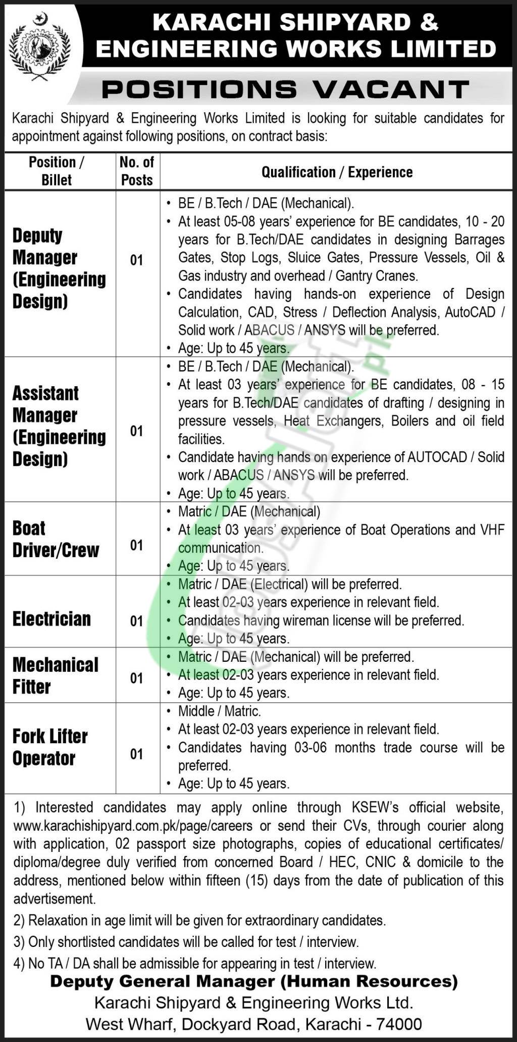 Karachi Shipyard Jobs